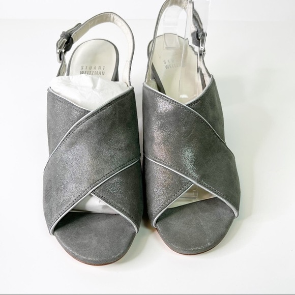 NWOB Stuart Weitzman Gray Block Heels SZ 8 - Picture 9 of 9